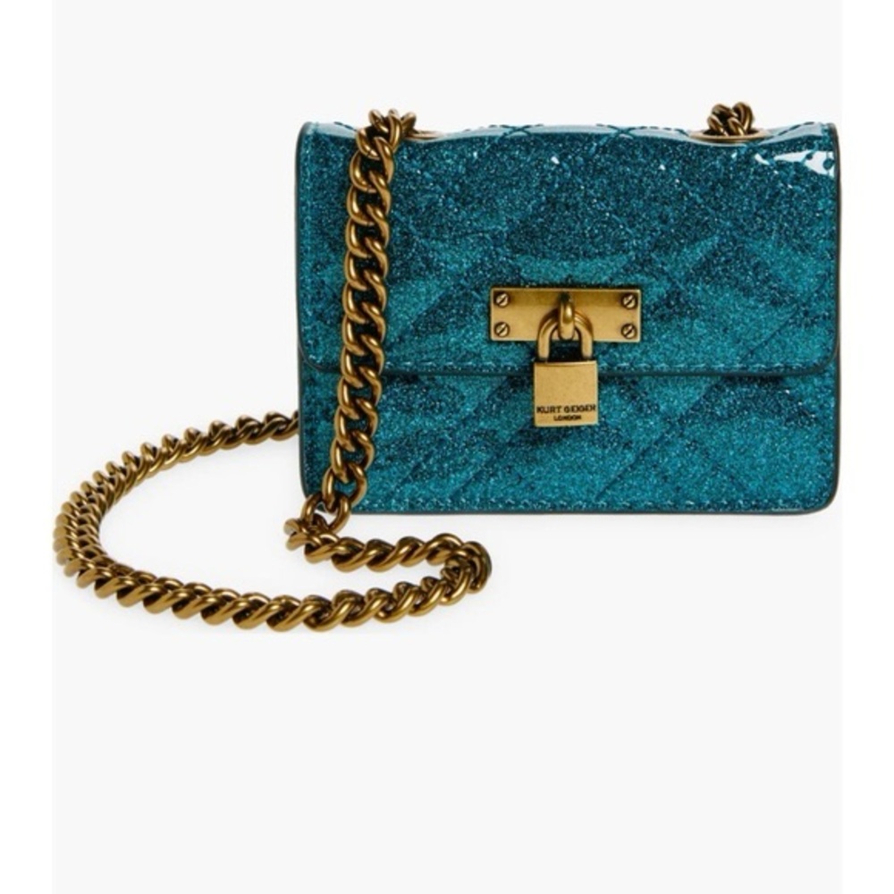 NWT Kurt Geiger London blue  Crossbody Micro Brixton Quilted Shoulder